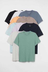 H&M 10-pack Regular Fit Crew-neck T-shirts Herren Weiß Beige Türkis | AOY-768932