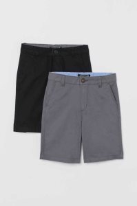 H&M 2-pack Baumwoll Kurze Hose Kinder Navy Blau Hellbeige | XWL-647039