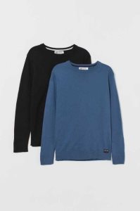 H&M 2-pack Fine-knit Pullover Kinder Schwarz Hellkhaki Grün | UQV-514807