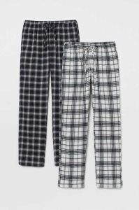 H&M 2-pack Flannel Pajama Pants Loungewear Herren Dunkelgrün | MWD-154869