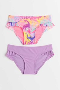 H&M 2-pack Flounce-trimmed Bikini Briefs Unterwäsche Kinder Gelb Weiß | FAD-085634