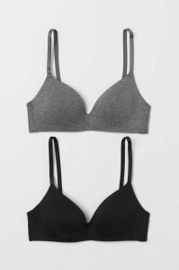 H&M 2-pack Gepolstert Baumwoll Bras Unterwäsche Damen Weiß Schwarz | UHO-947238
