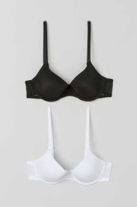 H&M 2-pack Gepolstert Underwire Bras Unterwäsche Damen Schwarz Hellbeige | QTC-594126