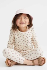 H&M 2-pack Gerippt Baumwoll Oberteile Kinder Braun Hellbeige | HOG-450128