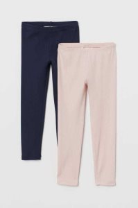 H&M 2-pack Gerippt Leggings Kinder Hellrosa Hellgrau | KZH-637958