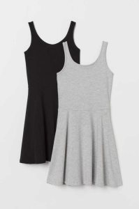 H&M 2-pack Jersey Kurzes Kleid Kinder Hellgrau Schwarz | LQX-720946