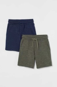 H&M 2-pack Kurze Hose Kinder Hellgrau Khaki Grün | APF-741893