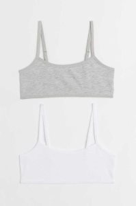 H&M 2-pack Kurzes Jersey Oberteile Kinder Hellgrau Weiß | EHL-039754