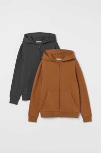 H&M 2-pack Mit Kapuze Jacke Kinder Dunkelgrau Dunkelgelb | GST-125407