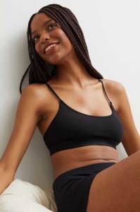 H&M 2-pack Non-padded Baumwoll Bra Tops Unterwäsche Damen Rot Schwarz | LKF-318502