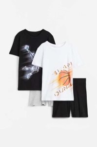 H&M 2-pack Pajamas Jersey Kinder Schwarz | UDV-052387
