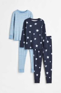 H&M 2-pack Patterned Pyjama-paket Kinder Navy Blau | JGZ-587239