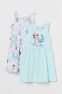 H&M 2-pack Printed Kurzes Kleid Kinder Hellgrau | ZNY-451236