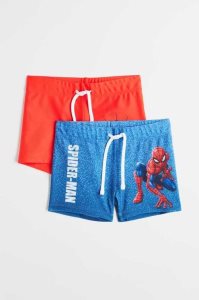 H&M 2-pack Printed Trunks Bademode Kinder Blau | NPU-261487