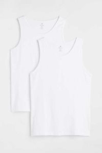 H&M 2-pack Regular Fit Tank Tops T-shirts Herren Hellblau Weiß | DIR-573041