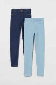 H&M 2-pack Schlank Fit High Jeans Kinder Dunkelblau Schwarz | ZSQ-698470