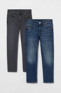 H&M 2-pack Slim Fit Superstretch Jeans Kinder Dunkelblau Dunkelgrau | WKN-160428