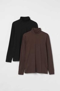 H&M 2-pack Slim Fit Turtlenecks Pullover Herren Weiß Schwarz | MFJ-501346
