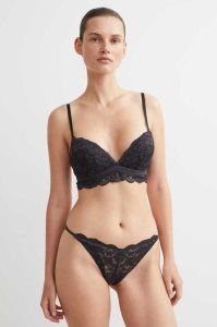H&M 2-pack Spitze Brazilian Briefs Unterwäsche Damen Dunkelgrau Weiß | WTR-938461