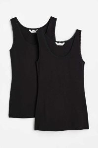 H&M 2-pack Spitze-trimmed Tank Oberteile Damen Weiß | KZR-104732