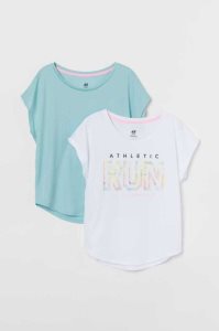 H&M 2-pack Tops Sportbekleidung Kinder Hellkhaki Grün | MDU-810927