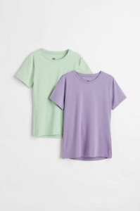 H&M 2-pack Tops Sportbekleidung Kinder Helllila Grün | WIF-257034
