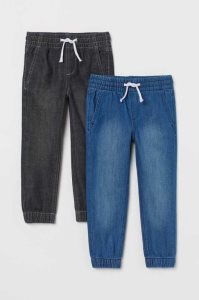 H&M 2-pack Twill Jogginghose Kinder Dunkelblau Dunkelgrau | IZH-936821