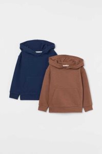 H&M 2-packs Hoodie Kinder Dunkelgrau Khaki Grün | SLI-786204