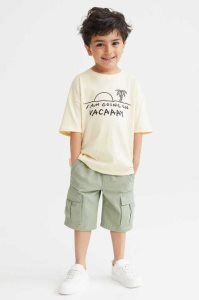 H&M 2-piece Baumwoll Einteiler Kinder Khaki Grün Beige Weiß | MVF-149605
