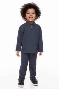 H&M 2-piece Baumwoll Einteiler Kinder Navy Blau | PHU-190462