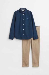 H&M 2-piece Baumwoll Einteiler Kinder Navy Blau Weiß | SYJ-739042