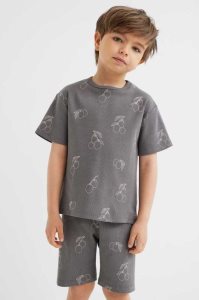 H&M 2-piece Gerippt Baumwoll Jersey Einteiler Kinder Dunkelgrau Lila | VHL-026395