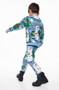 H&M 2-piece Patterned Sweatshirt Einteiler Kinder Hellblau | MCV-650378