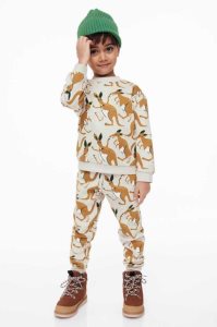 H&M 2-piece Patterned Sweatshirt Einteiler Kinder Hellbeige | WHT-047615