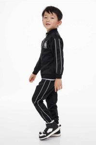 H&M 2-piece Printed Sweatshirt Einteiler Kinder Schwarz | BOZ-104659