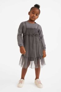 H&M 2-piece Set Kurzes Kleid Kinder Dunkelgrau | BLP-065738
