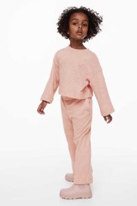 H&M 2-piece Slub Jersey Einteiler Kinder Rosa | RQK-760192
