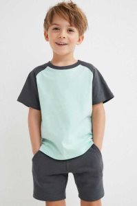 H&M 2-piece T-shirt and Shorts Einteiler Kinder Helltürkis Dunkelgrau | SIM-289463
