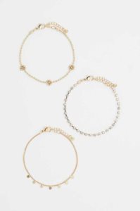 H&M 3-pack Armband Damen Weiß Gold | ODG-954738