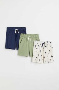 H&M 3-pack Baumwoll Jersey Kurze Hose Kinder Beige Weiß Navy Blau | RYZ-852491
