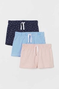 H&M 3-pack Baumwoll Kurze Hose Kinder Hellrosa Grau | NTU-081629