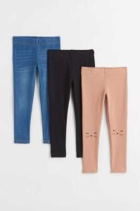 H&M 3-pack Baumwoll Leggings Kinder Grau Braun | PLW-247930