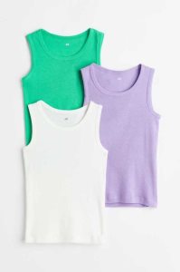 H&M 3-pack Baumwoll Tank Oberteile Kinder Helllila Hellgrün | YQR-182670