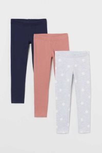 H&M 3-pack Heavy Leggings Jersey Kinder Grün Rosa Beige | CIF-031297