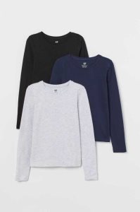 H&M 3-pack Jersey Oberteile Kinder Rot Beige Hellblau | TOG-563429