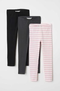 H&M 3-pack Leggings Jersey Kinder Navy Blau Rosa Lila | IEC-509128