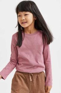 H&M 3-pack Long-sleeved Baumwoll Hemd Kinder Rosa Lila Hellgrau Braun | TBO-834715