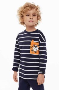 H&M 3-pack Long-sleeved Shirts Jersey Kinder Dunkelblau | NSX-768514