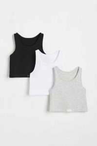 H&M 3-pack Oberteile Kinder Hellgrau Schwarz | GHJ-759830