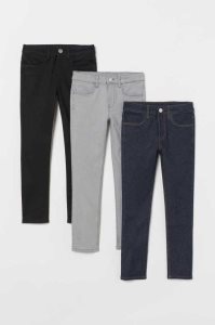H&M 3-pack Schlank Fit Jeans Kinder Blau Schwarz Hellgrau | HCB-852301